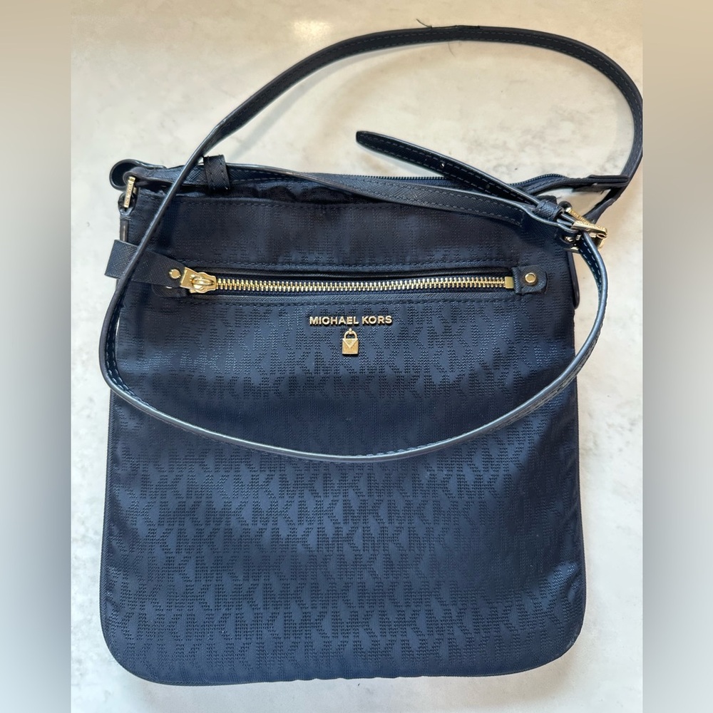 Michael Kors Navy Crossbody Bag with Gold Accents